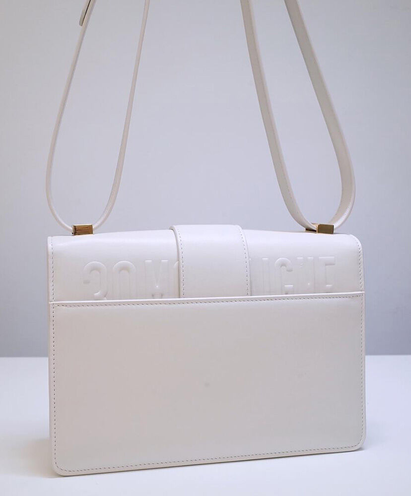 Christian Dior 30 Montaigne Flap Bag Leather White